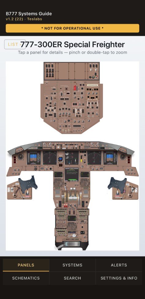 Cockpit panels on iPhone